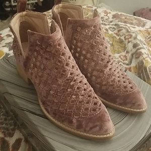 Blush crushed velvet Jeffery Campbell Booties